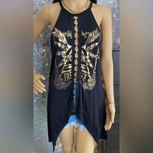 Black & Gold Tunic Tank Top